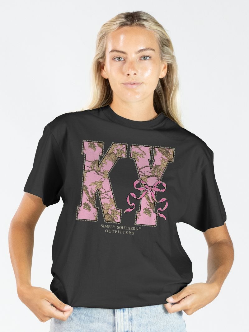 Simply Southern Kentucky Camo Bow Black T-Shirt - SimplyCuteTees