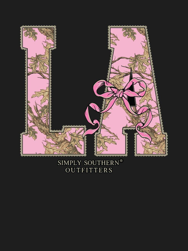 Simply Southern Louisiana Camo Bow Black T-Shirt - SimplyCuteTees
