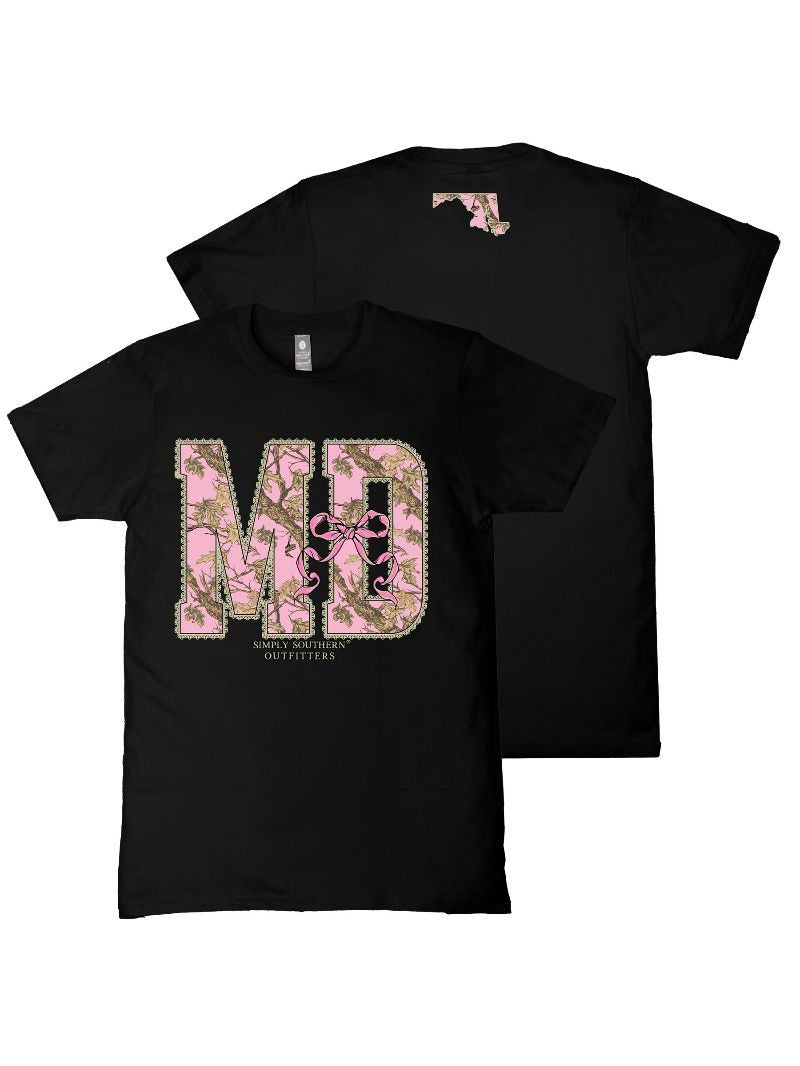 Simply Southern Maryland Camo Bow Black T-Shirt