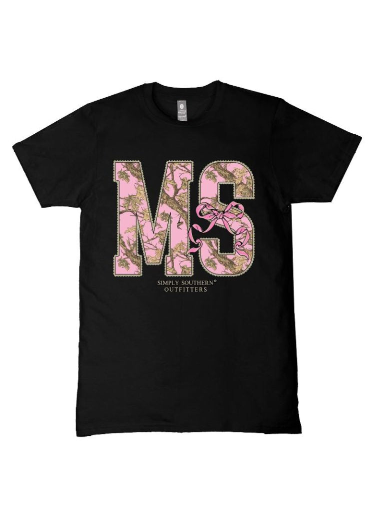 Simply Southern Mississippi Camo Bow Black T-Shirt - SimplyCuteTees