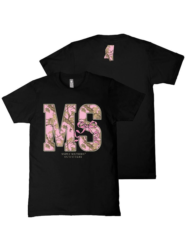 Simply Southern Mississippi Camo Bow Black T-Shirt - SimplyCuteTees