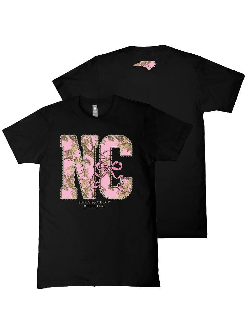 Simply Southern North Carolina Camo Bow Black T-Shirt - SimplyCuteTees