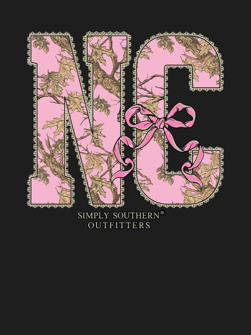 Simply Southern North Carolina Camo Bow Black T-Shirt - SimplyCuteTees