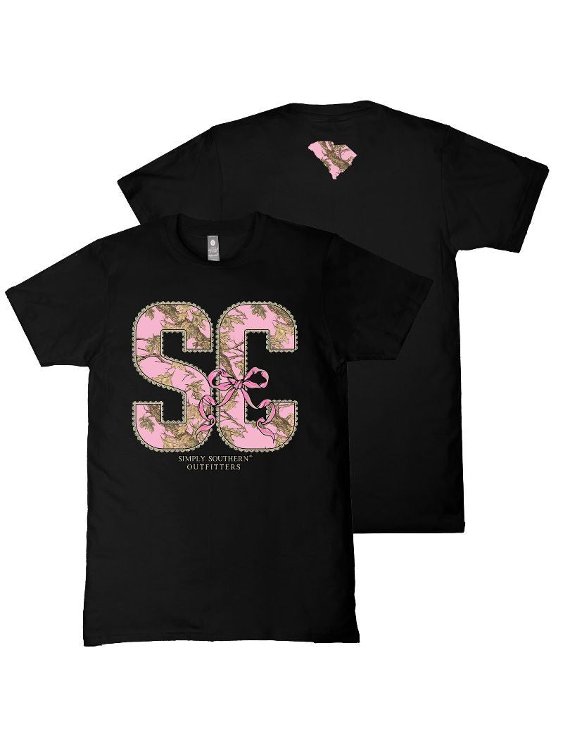 Simply Southern South Carolina Camo Bow Black T-Shirt