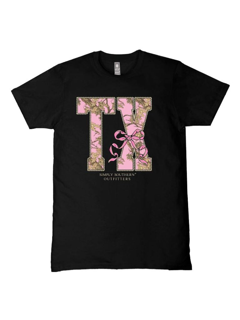Simply Southern Texas Camo Bow Black T-Shirt - SimplyCuteTees