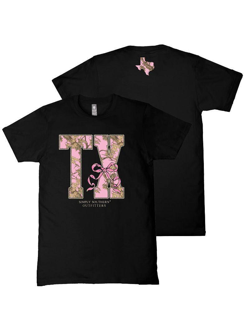 Simply Southern Texas Camo Bow Black T-Shirt - SimplyCuteTees