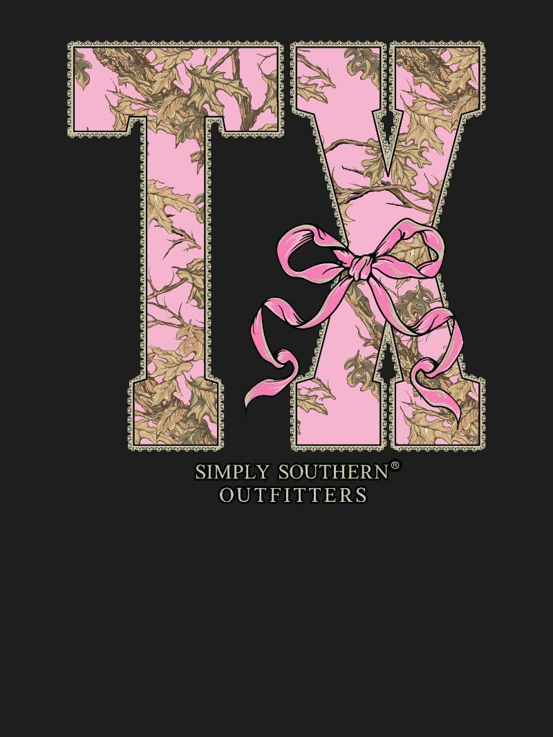 Simply Southern Texas Camo Bow Black T-Shirt - SimplyCuteTees