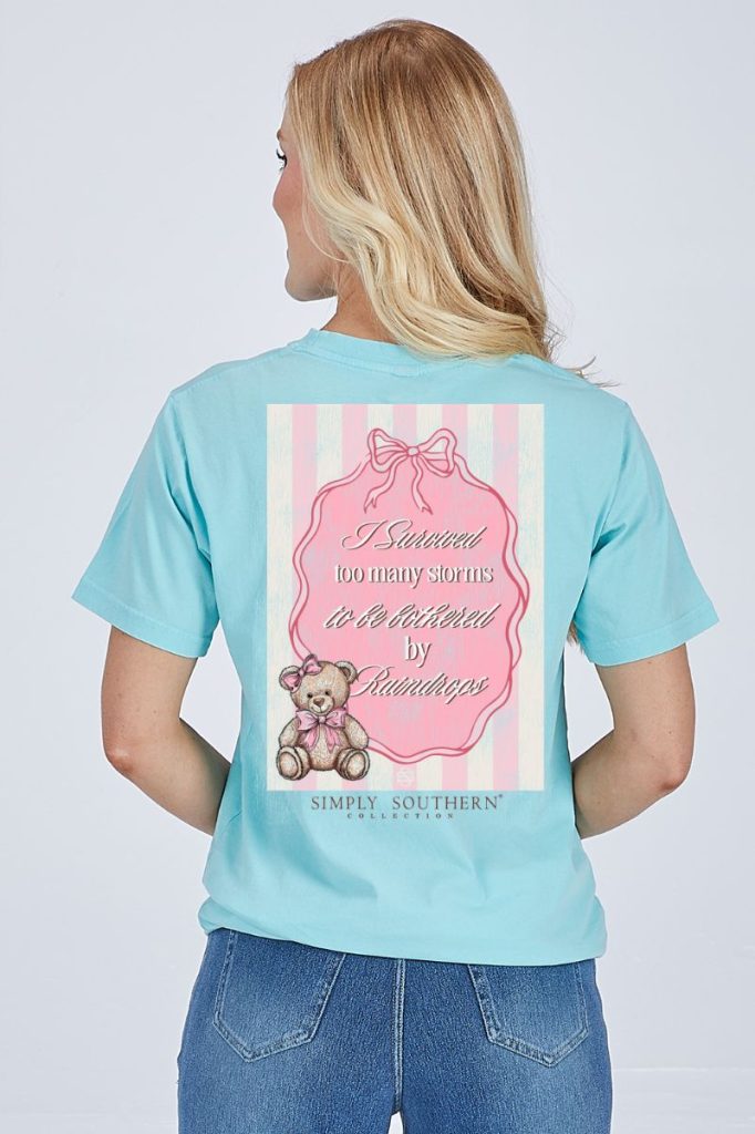 Simply Southern Too Many Storms Washed Aqua T-Shirt - SimplyCuteTees