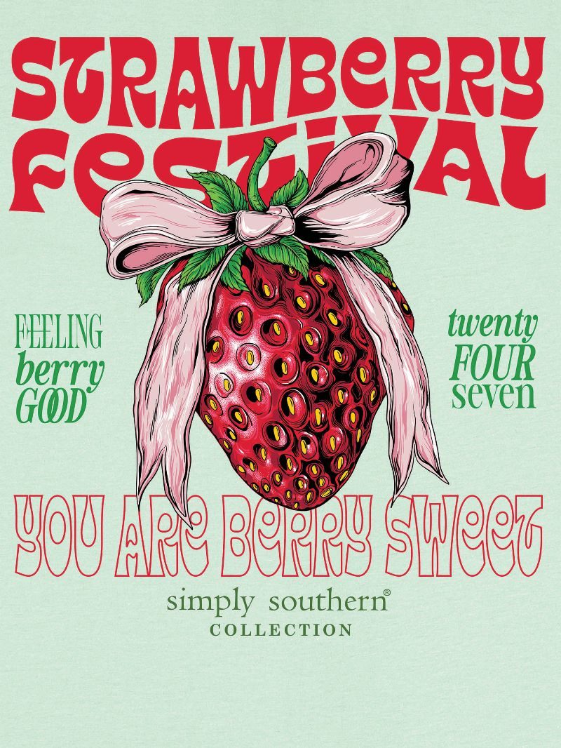 Simply Southern Strawberry Bow Mint T-Shirt
