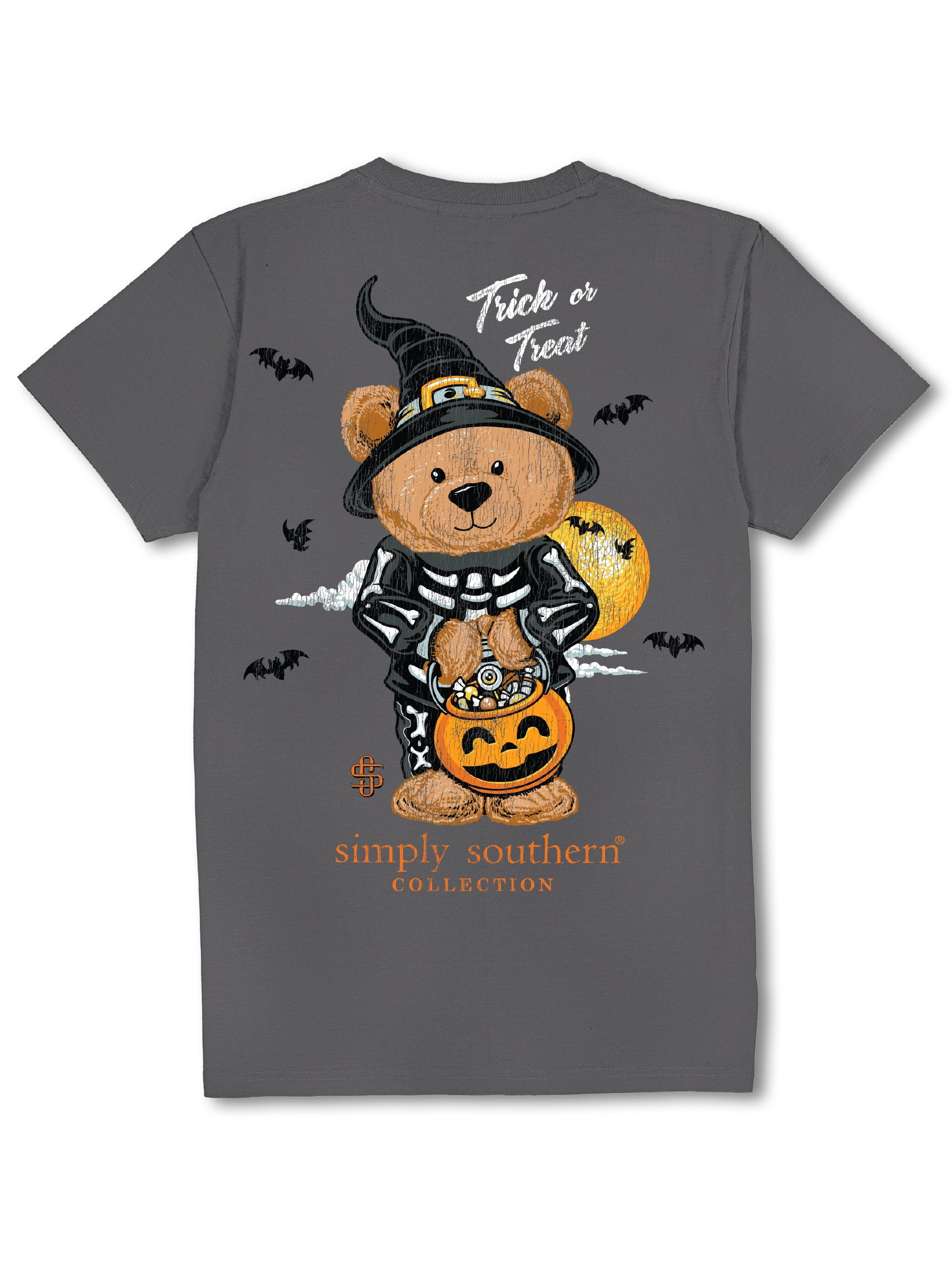 Simply Southern Teddy Candy Fall Washed Coal T-Shirt - SimplyCuteTees