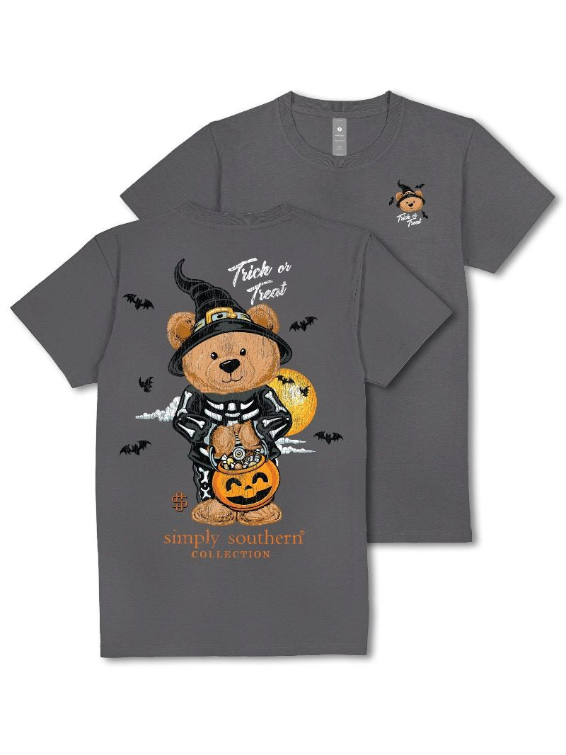 Simply Southern Teddy Candy Fall Washed Coal T-Shirt - SimplyCuteTees
