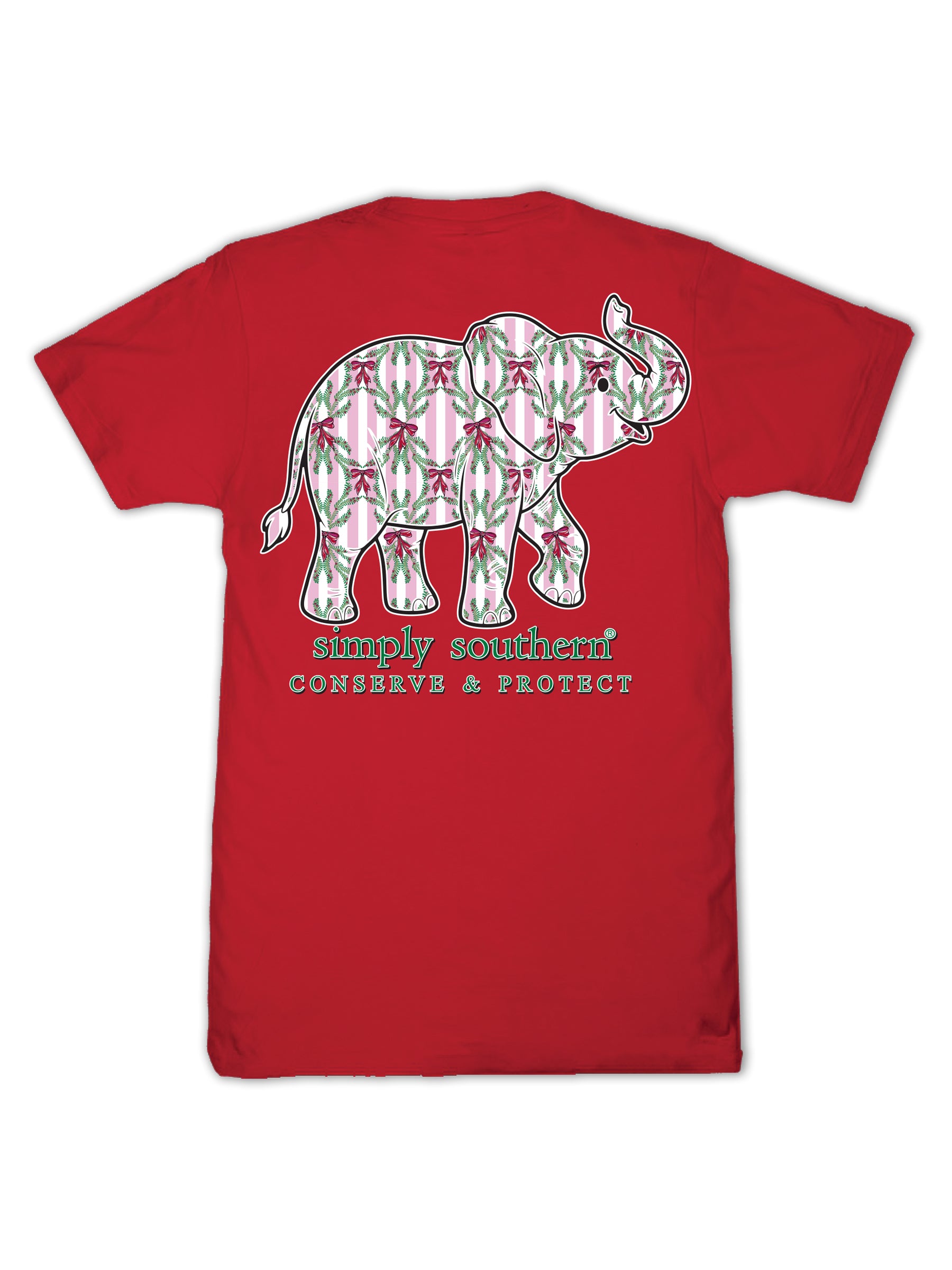 Simply Southern Elephant Tracker Xmas Red Holiday T-Shirt