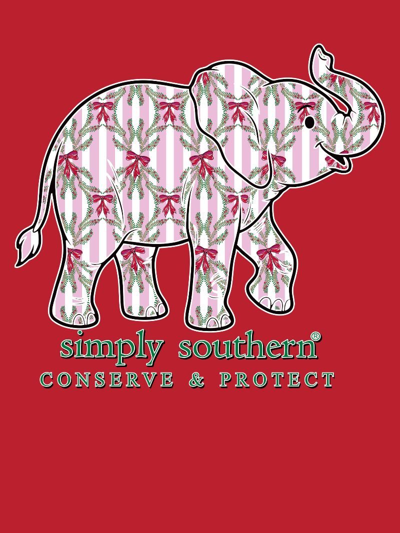 Simply Southern Elephant Tracker Xmas Red Holiday T-Shirt