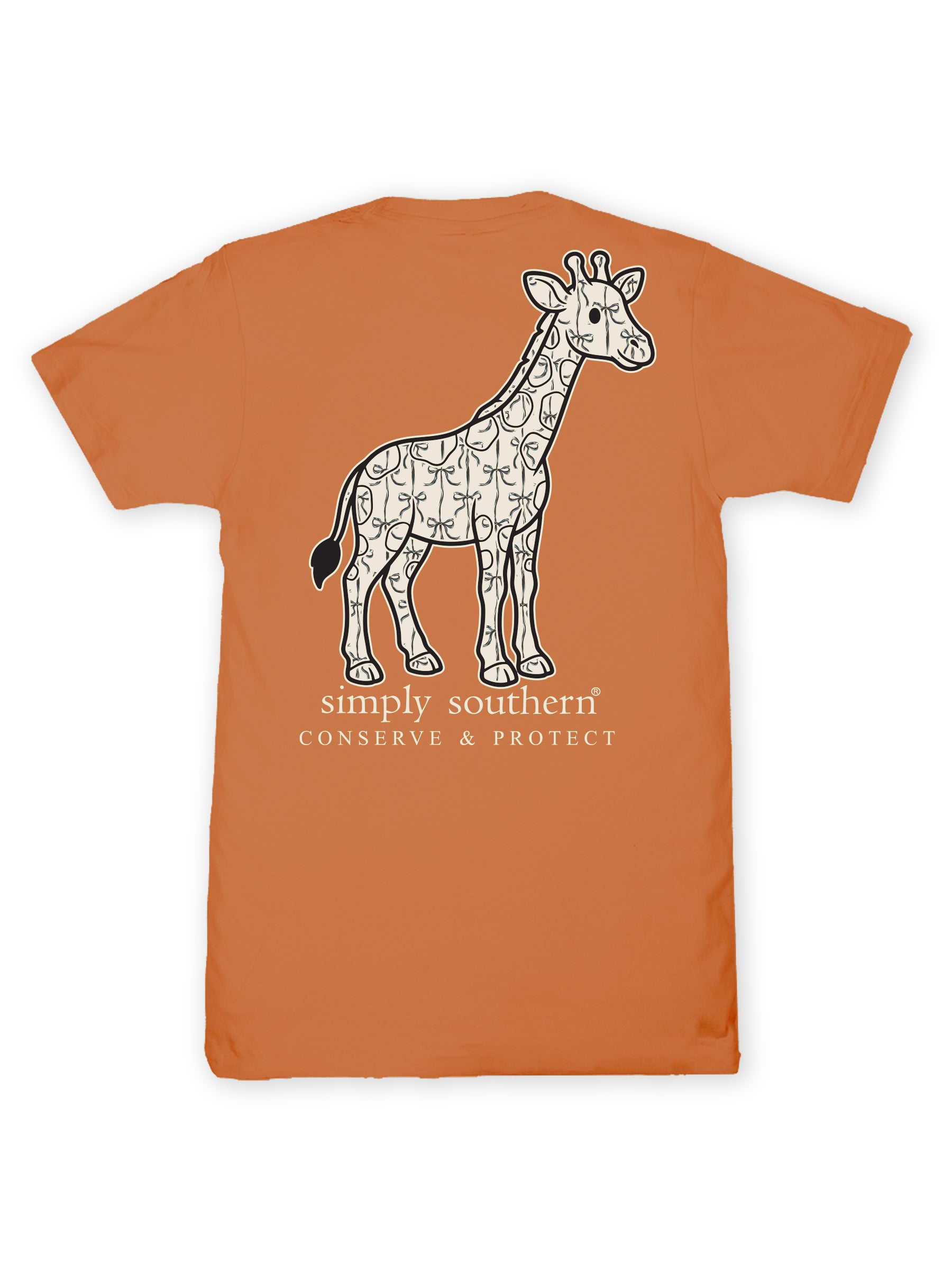 Simply Southern Giraffe Tracker Bow Papaya T-Shirt