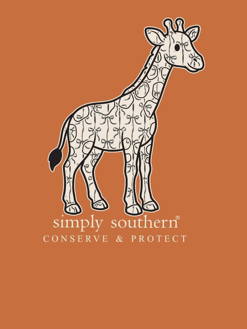 Simply Southern Giraffe Tracker Bow Papaya T-Shirt