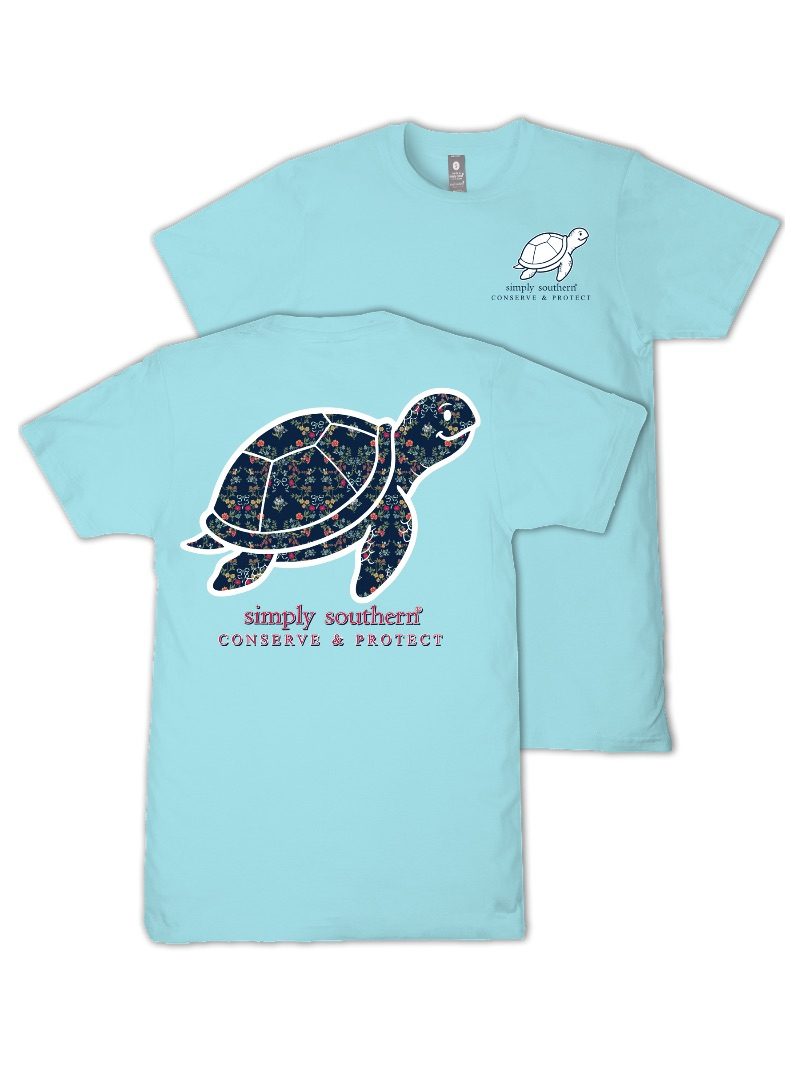 Simply Southern Turtle Tracker Floral Pattern T-Shirt