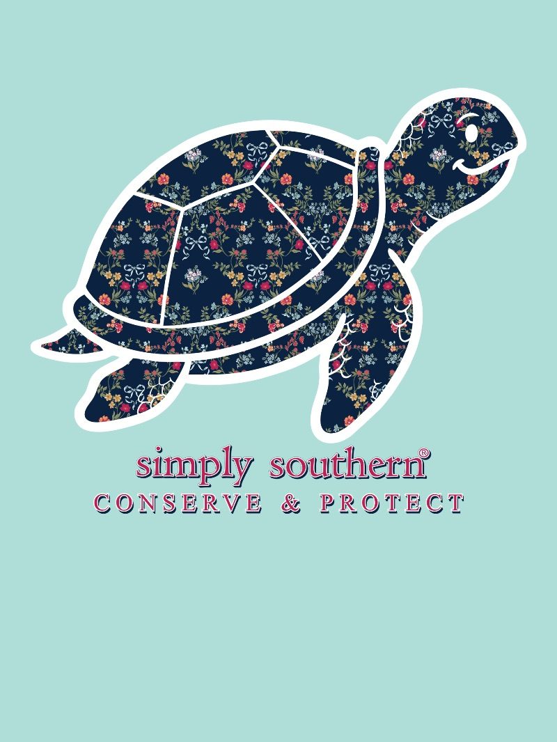 Simply Southern Turtle Tracker Floral Pattern T-Shirt