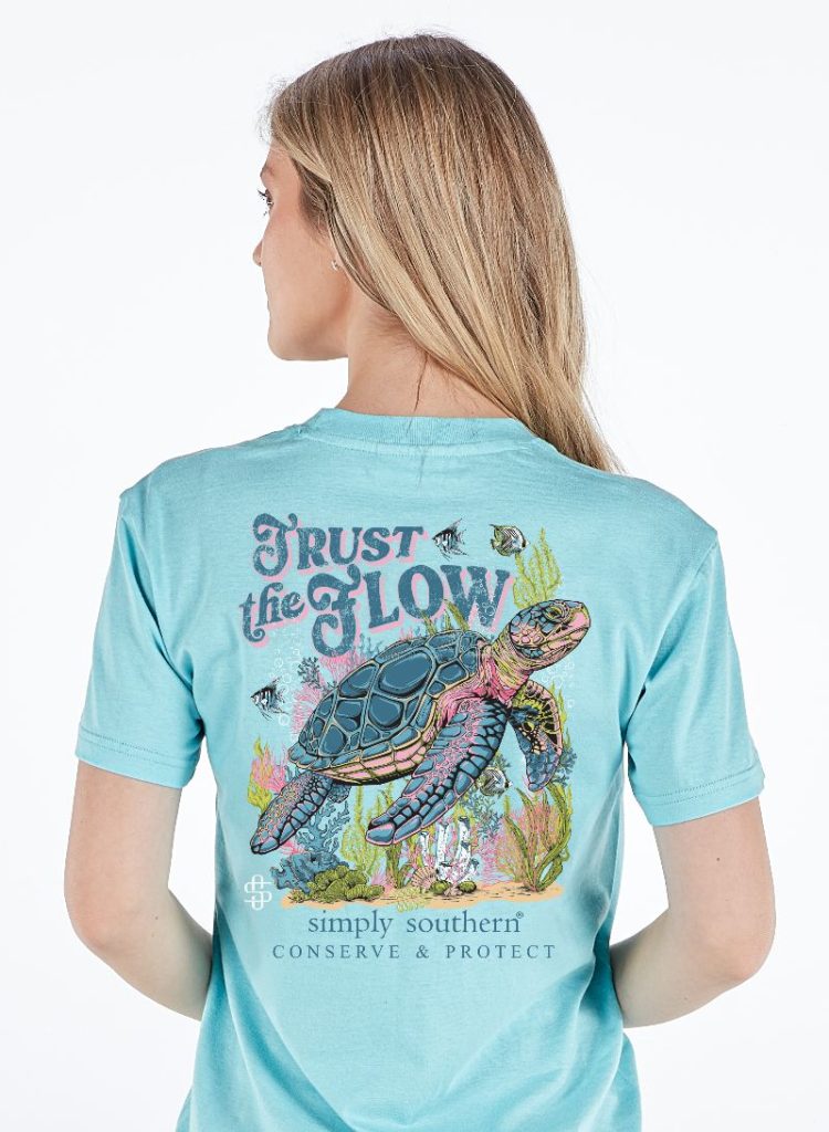 Simply Southern Turtle Tracker Trust Washed Aqua T-Shirt - SimplyCuteTees