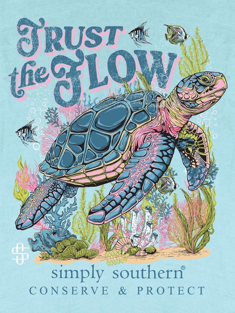 Simply Southern Turtle Tracker Trust Washed Aqua T-Shirt - SimplyCuteTees