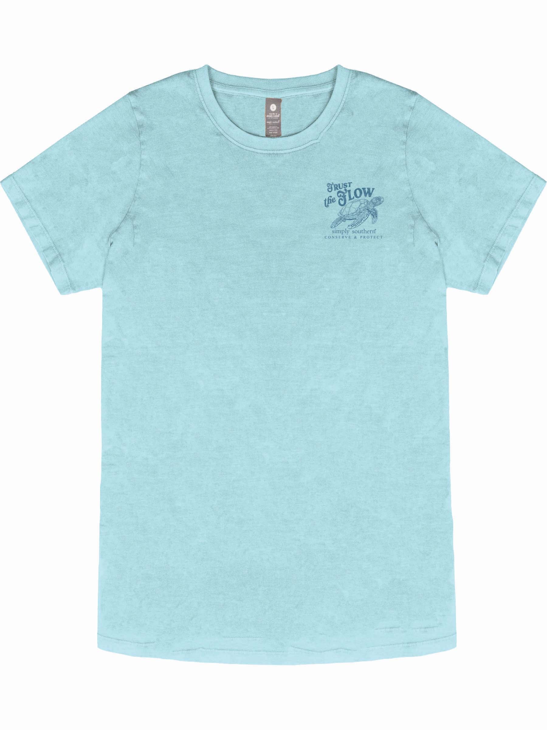 Simply Southern Turtle Tracker Trust Washed Aqua T-Shirt - SimplyCuteTees
