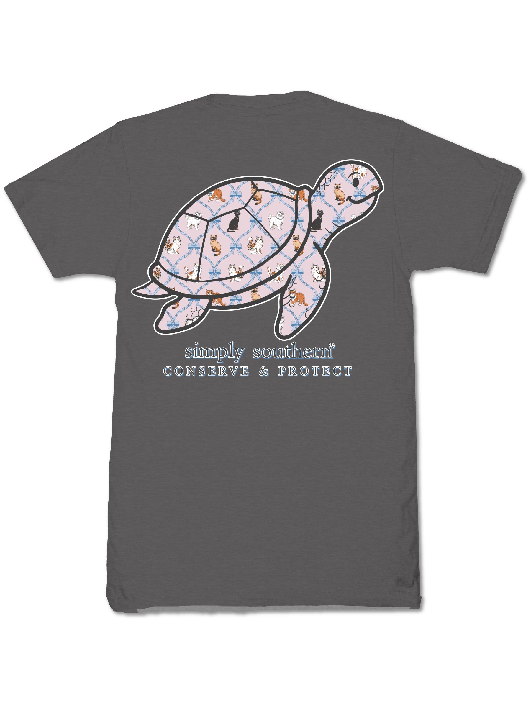Simply Southern Turtle Tracker Cat Pattern Thunder T-Shirt