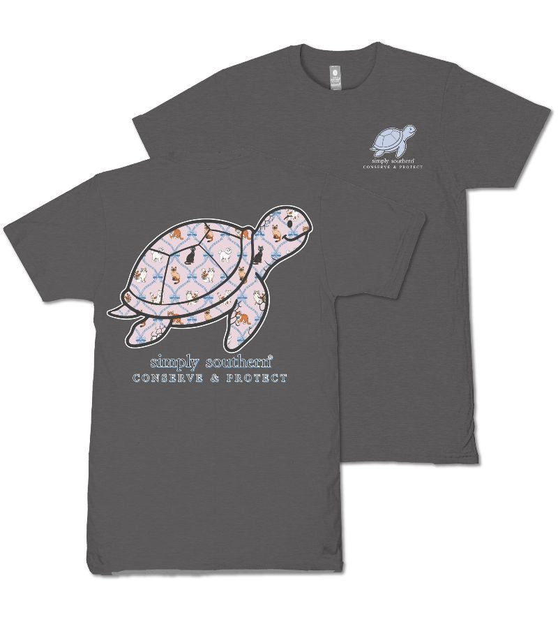 Simply Southern Turtle Tracker Cat Pattern Thunder T-Shirt