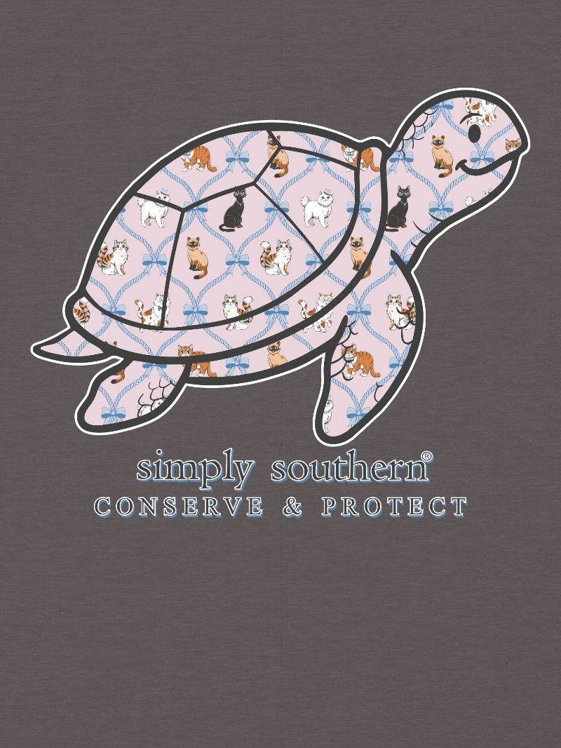 Simply Southern Turtle Tracker Cat Pattern Thunder T-Shirt