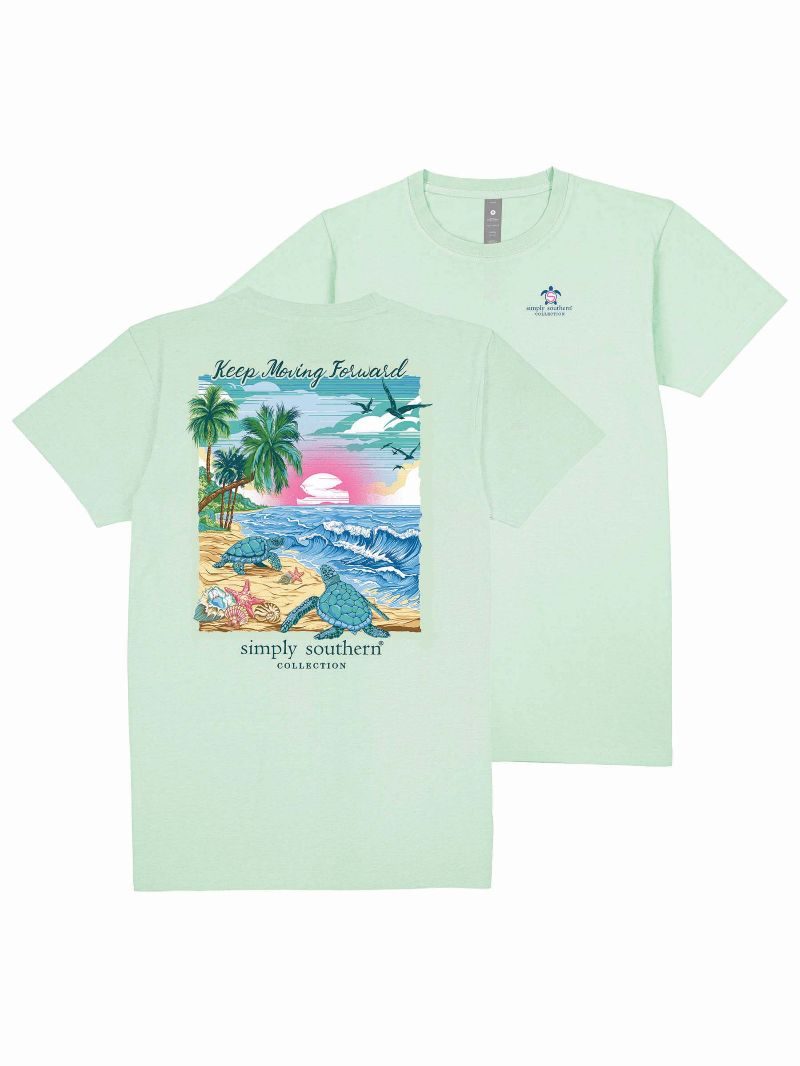 Simply Southern Turtle Tracker Forward Mint T-Shirt - SimplyCuteTees