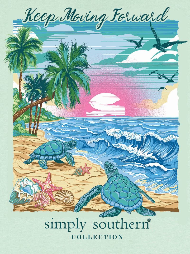 Simply Southern Turtle Tracker Forward Mint T-Shirt - SimplyCuteTees