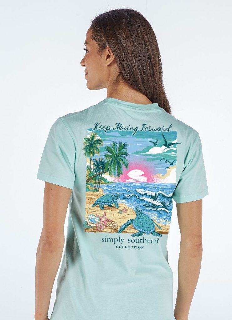 Simply Southern Turtle Tracker Forward Mint T-Shirt - SimplyCuteTees