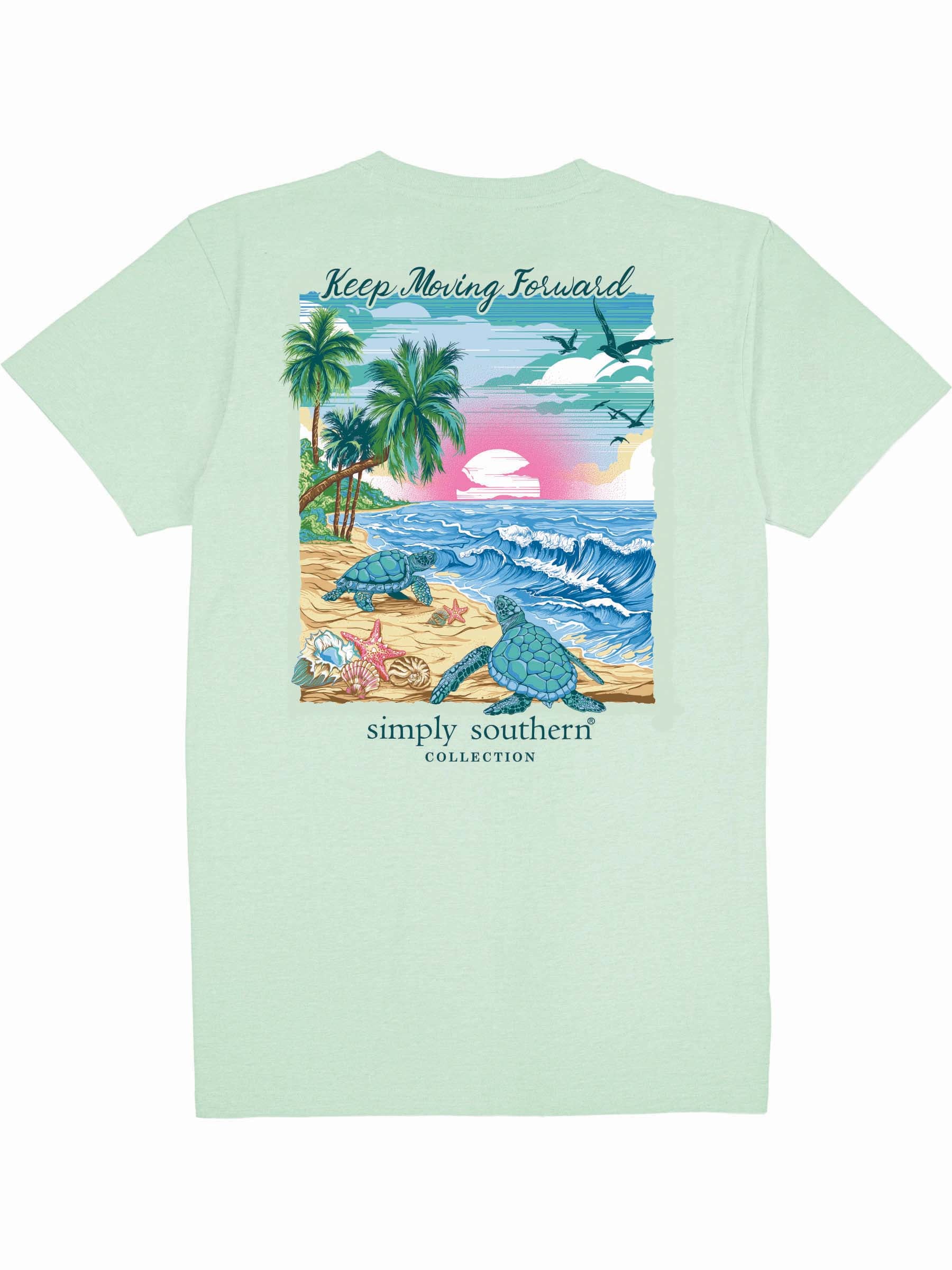 Simply Southern Turtle Tracker Forward Mint T-Shirt - SimplyCuteTees
