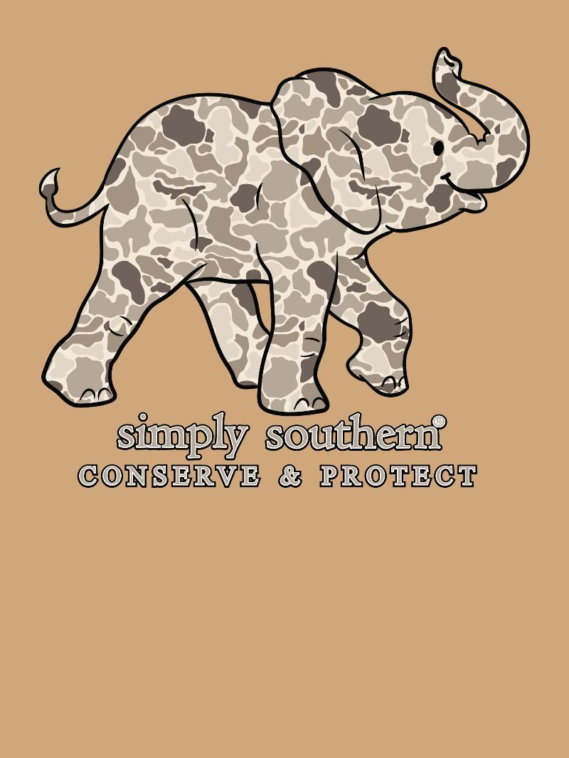Simply Southern Elephant Tracker Camo Bisque T-Shirt