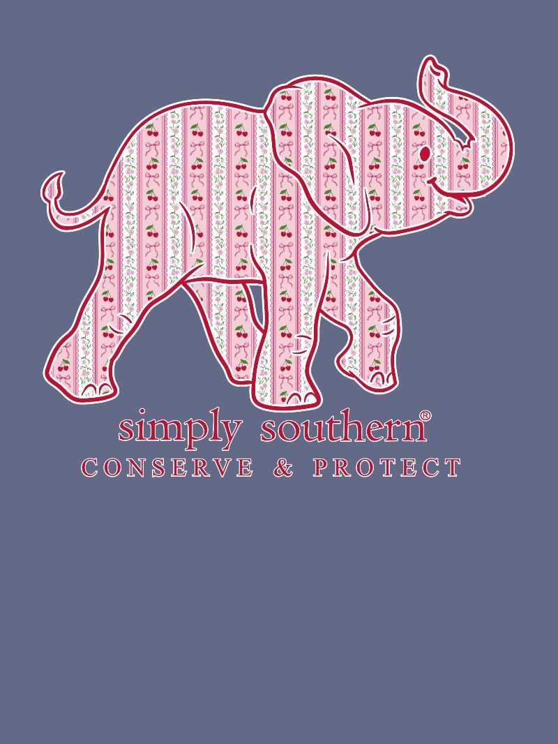 Simply Southern Elephant Tracker Cherry Denim T-Shirt - SimplyCuteTees