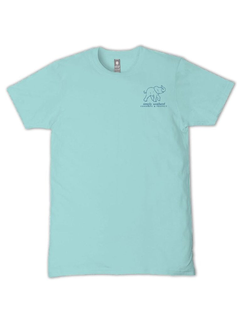 Simply Southern Elephant Tracker Floral Aqua T-Shirt - SimplyCuteTees