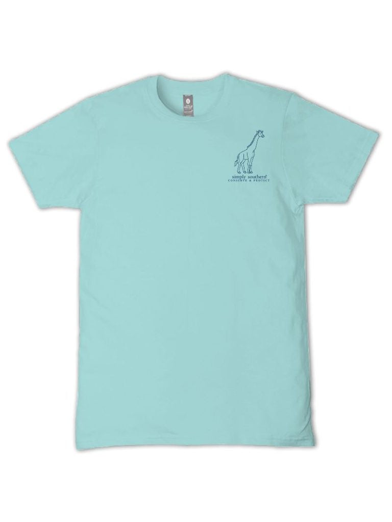 Simply Southern Giraffe Tracker Shell Aqua T-Shirt - SimplyCuteTees