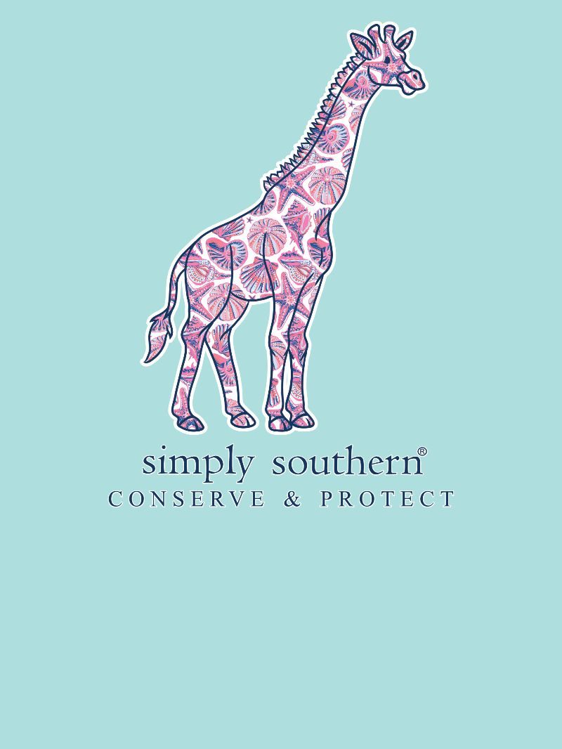 Simply Southern Giraffe Tracker Shell Aqua T-Shirt - SimplyCuteTees