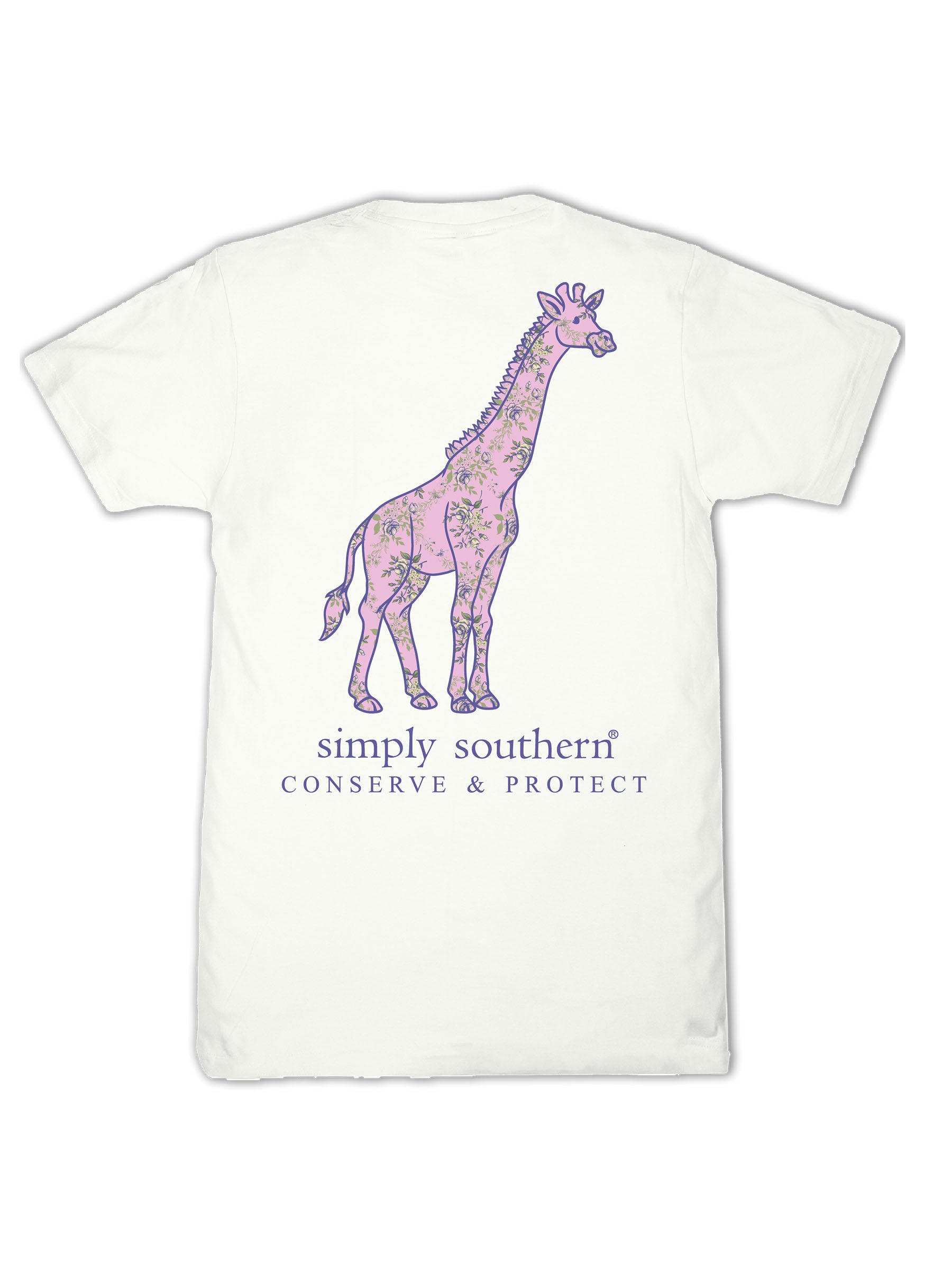 Simply Southern Giraffe Tracker Flower Oyster T-Shirt - SimplyCuteTees