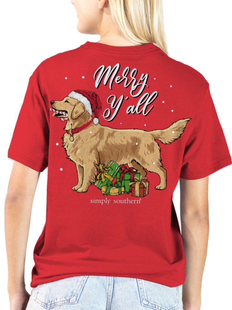 Simply Southern Merry Y'all Dog Holiday Red T-Shirt