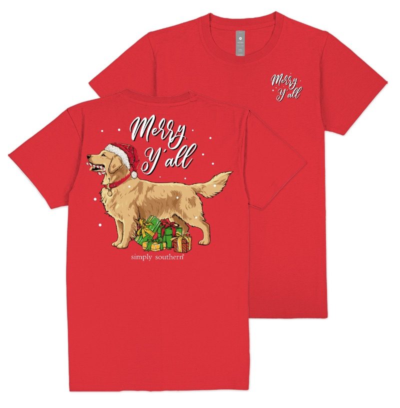 Simply Southern Merry Y'all Dog Holiday Red T-Shirt