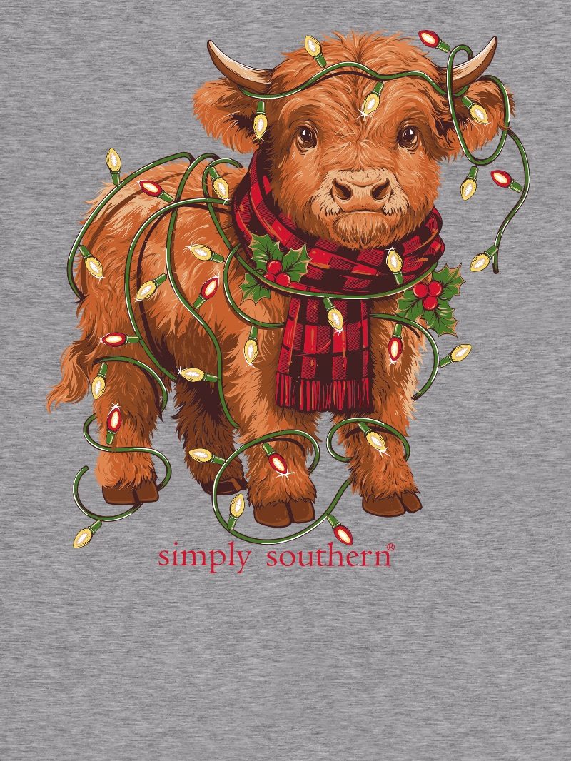 Simply Southern Cow Lights Holiday Long Sleeve Crew Sweatshirt