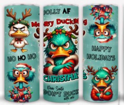 Christmas Sarcastic Grumpy Ducks 20 oz Skinny Tumbler Cup With Straw