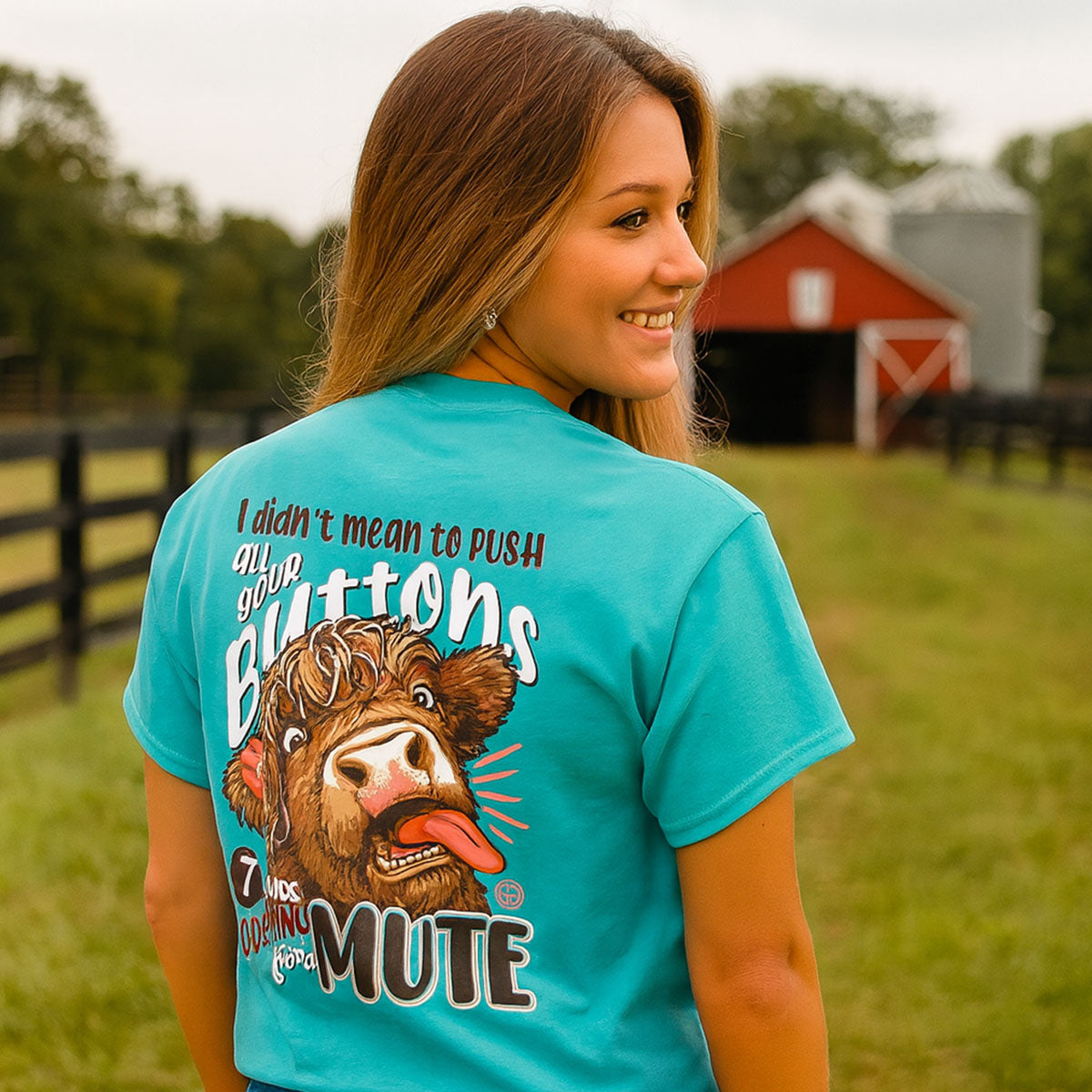 Girlie Girl Originals Push Buttons Cow T-Shirt - SimplyCuteTees