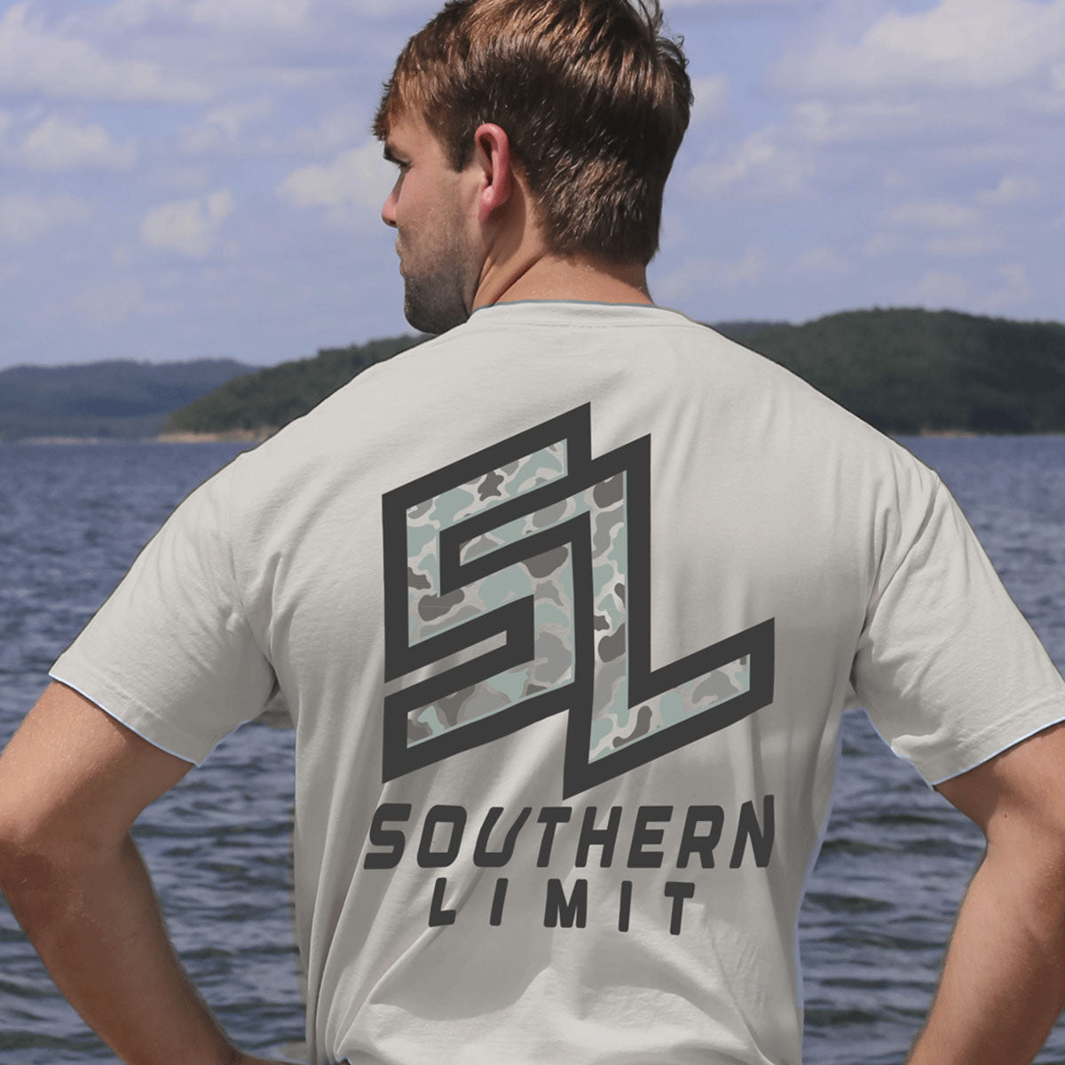 Southern Limit Grey Camo Logo Unisex T-Shirt - SimplyCuteTees