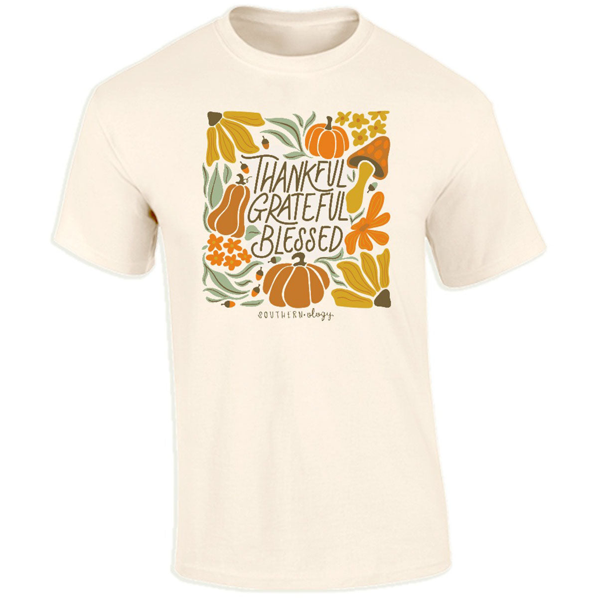 Southernology Thankful Grateful Pumpkins Fall Comfort Colors T-Shirt - SimplyCuteTees