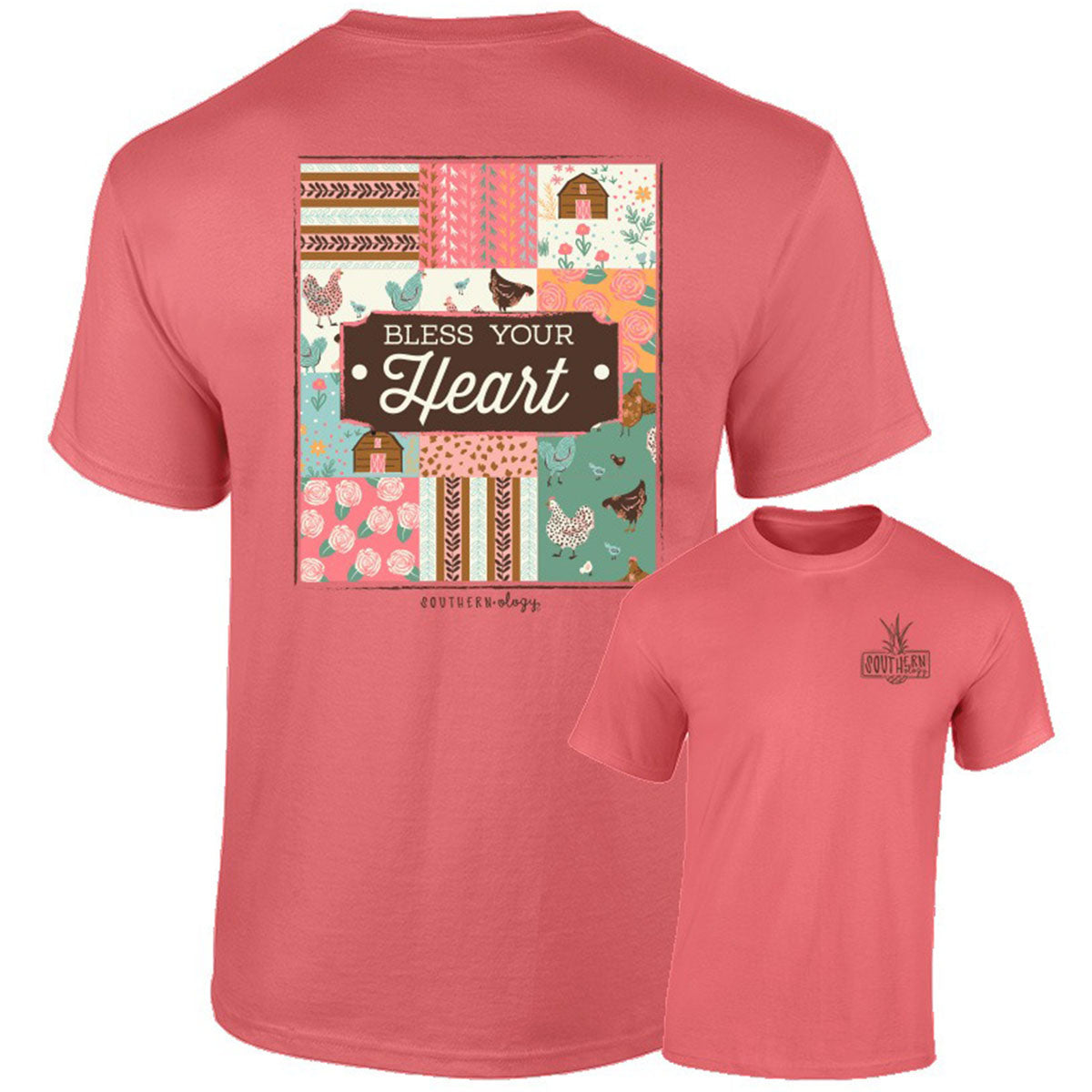 Southernology Patchwork Bless Your Heart Comfort Colors T-Shirt - SimplyCuteTees