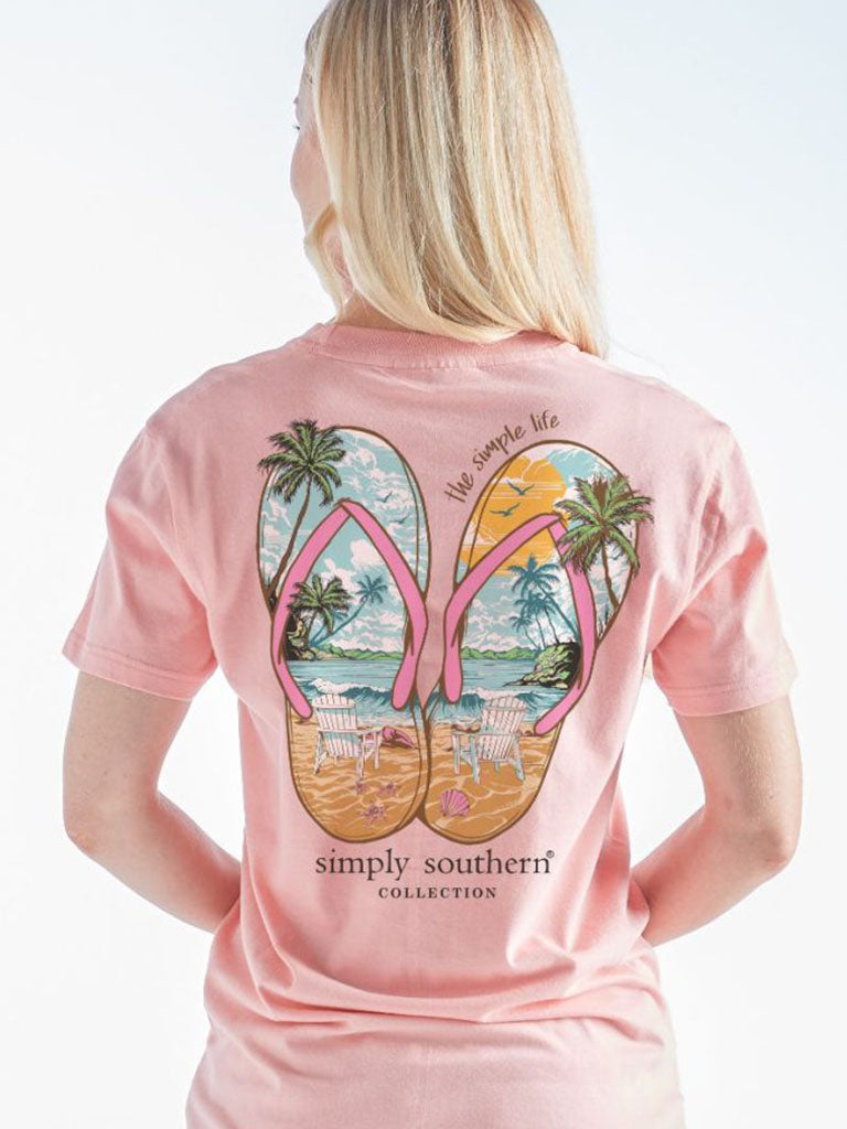 Simply Southern Sandals Beach Peach T-Shirt - SimplyCuteTees