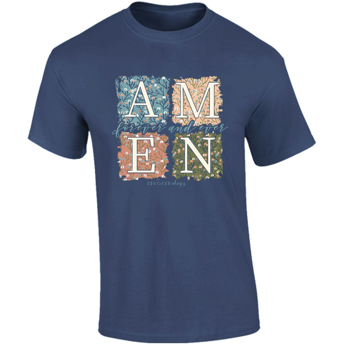 Southernology Amen Patchwork Comfort Colors T-Shirt - SimplyCuteTees