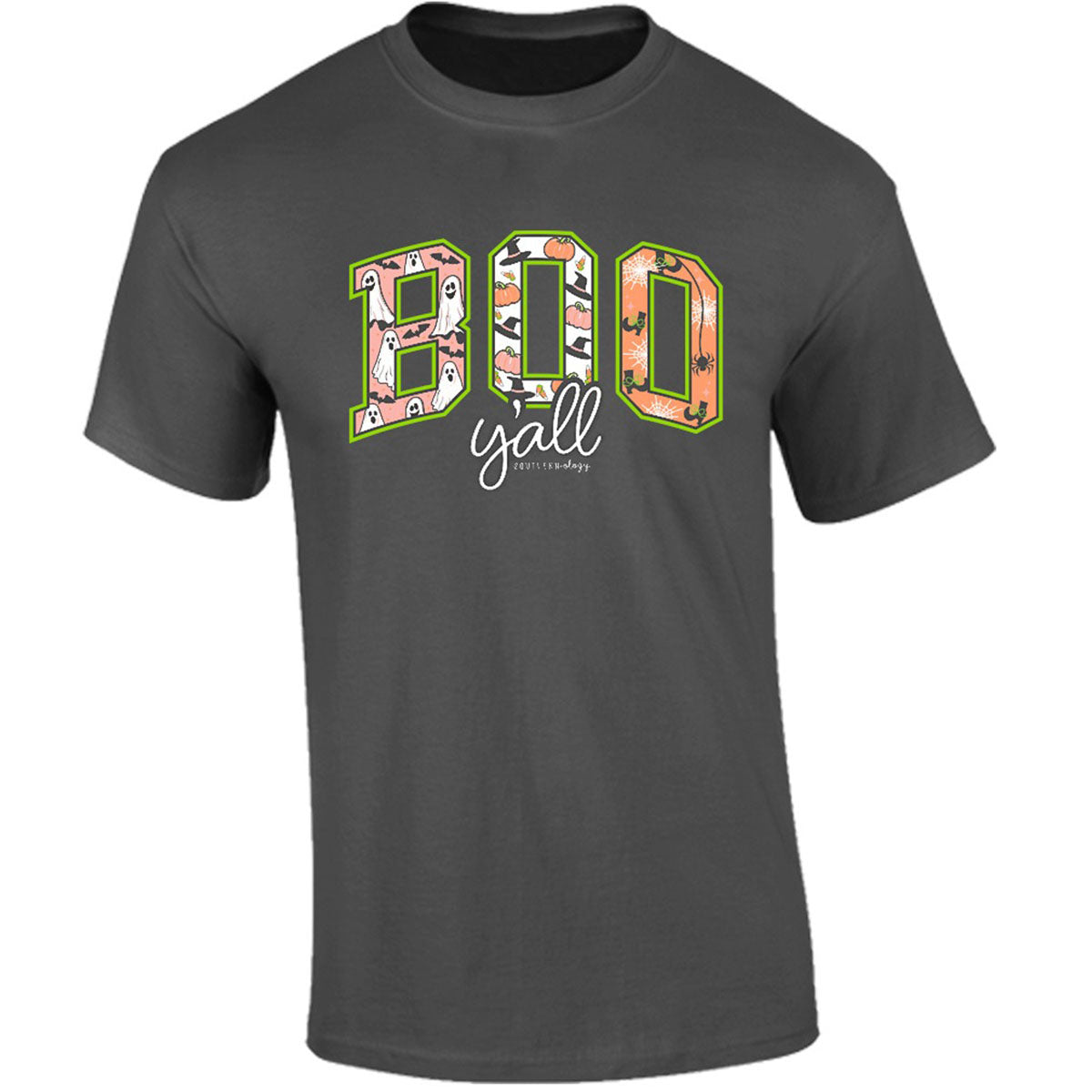 Southernology Boo Y'all Pattern Fall Comfort Colors T-Shirt - SimplyCuteTees