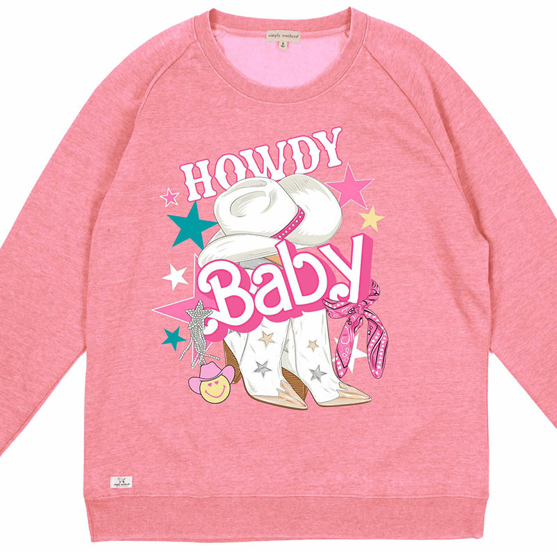 Simply Southern Howdy Baby Long Sleeve Crew Sweatshirt - SimplyCuteTees