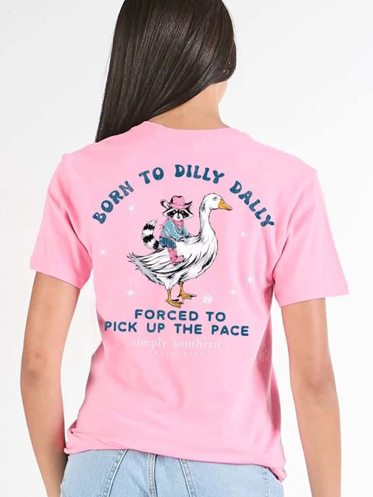 Simply Southern Dilly Raccoon Washed Pink T-Shirt - SimplyCuteTees